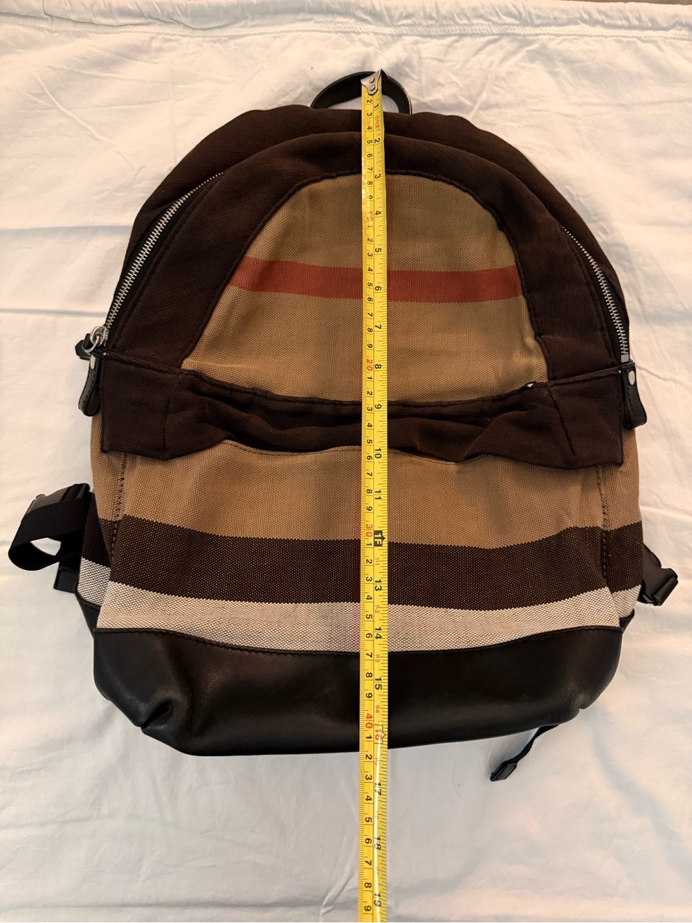 Burberry Brown and Tan Canvas Backpack with Plaid Accentv - Picture 12 of 14